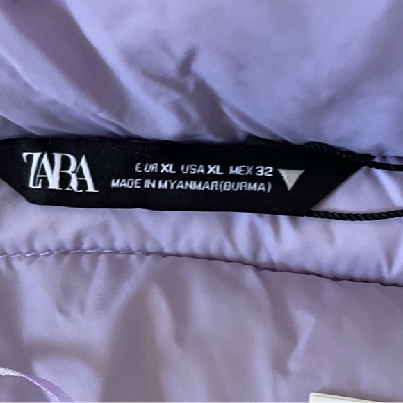 Zara water repelllent cropped lila lavender puffer hoodie jacket - Picture 10 of 12